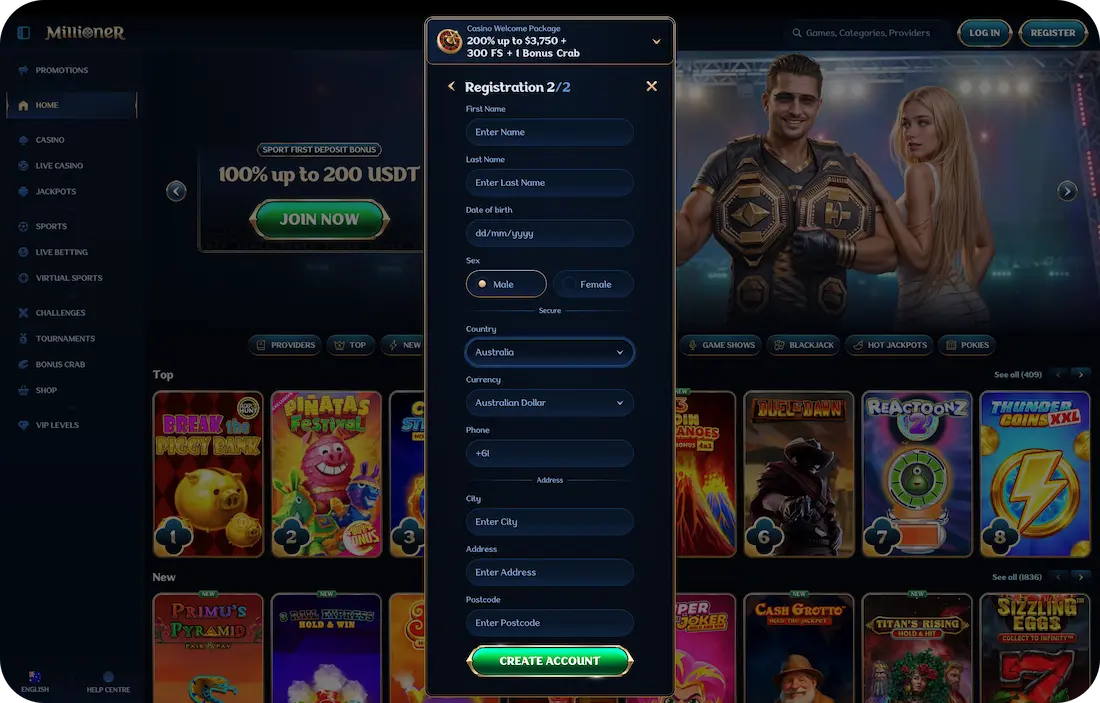 millioner-casino-registration